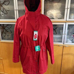 Hunter Red Water Resistant Cotton Smock Jacket XL NWT Hooded Rain Coat